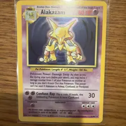 Pokemon Alakazam TCG Base Set Holo Card 1/102 Unlimited Holo Rare LP - Image 1