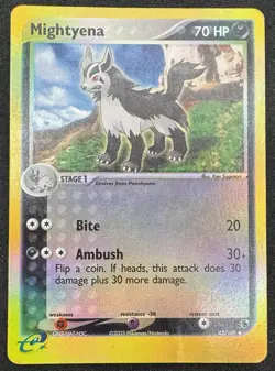 Mightyena 42/109 Reverse Holo Pokemon TCG Card HP (Damaged) - Image 1