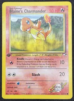 Pokemon Card - Blaine's Charmander Gym Heroes 61/132 Common 1st Edition LP - Image 1