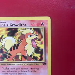 Blaine's Growlithe 62/132 Gym Challenge Regular First Edition Pokemon Card - Image 3