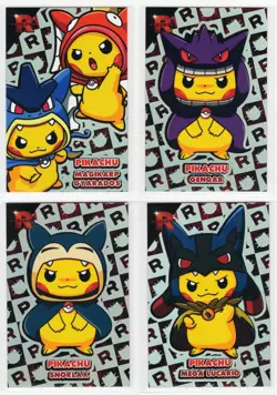 Pokemon Team Rocket Card Database - Pikachu Poncho - SILVER FOIL RARE * 4 CARDS - Image 1