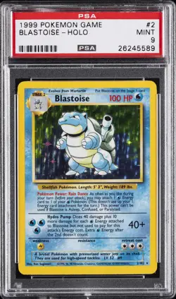 1999 POKEMON GAME #2 BLASTOISE-HOLO PSA 9 - Image 1