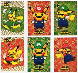 Mario & Luigi Pikachu -Gold Foil HOLO * Merry xmas & Electric Pikachu - Pokemon - Image 1