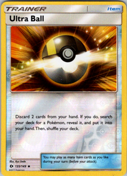 Pokemon TCG Ultra Ball Sun & Moon Base Set 135/149 Reverse Holo Uncommon - Image 1