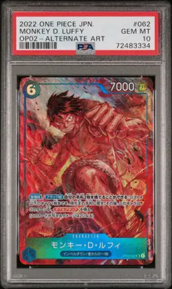 PSA10 One Piece Japanese Monkey.D.Luffy Super Rare Alt. OP02-062 Paramount War - Image 1
