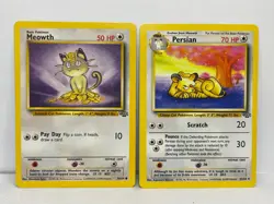 Meowth 56/64 & Persian 42/64 Jungle - 2 Card Lot MP Pokemon WOTC - Image 1