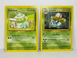 Bulbasaur 44/102 & Ivysaur 30/102 Base Set - 2 Card Lot MP Pokemon WOTC - Image 1