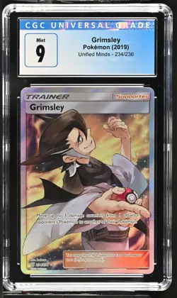 CGC Graded 9 Grimsley 234/236 Inified Minds Full art Trainer Pokemon Card - Image 1
