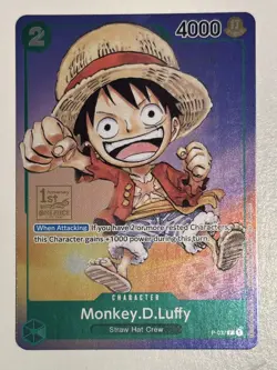 One Piece Card Game Monkey.D.Luffy p-037 1st Anniversary Stamp Promo English - Image 1