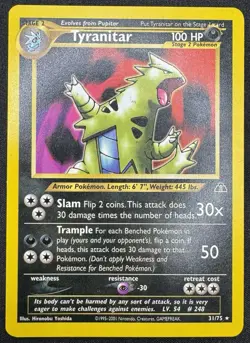 Tyranitar Non Holo Rare 31/75 Neo Discovery Set Vintage Pokemon Card LP - Image 1