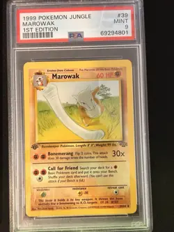 PSA 9 Cubone 1st Edition 50/64 + Marowak 1st Edition 39/64 Jungle 1999 Pokemon - Image 5