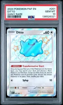 2024 POKEMON SV PALDEAN FATES PAF EN #201/091 DITTO SHINY RARE PSA 10 - Image 1