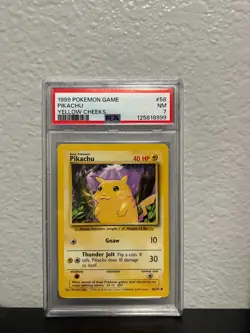 1999 POKEMON GAME BASE SET UNLIMITED YELLOW CHEEKS PIKACHU #58/102 PSA 7 - Image 1