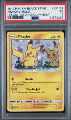 PIKACHU #SM162 HOLO PSA 5 BLACK STAR PROMO TEAM UP BLISTER PACK - Image 1