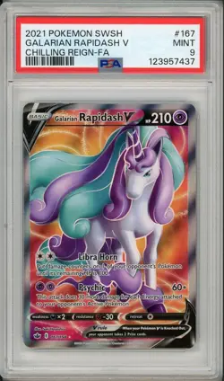 2021 Pokemon Chilling Reign Galarian Rapidash V Full Art #090 PSA 9 - Image 1