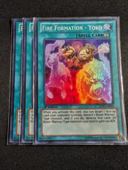 Yugioh - 3x Fire Formation - Yoko JOTL-EN065 1st Edition Super Rare NM - Image 1
