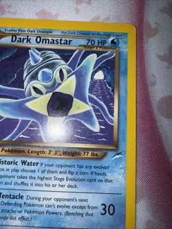 Dark Omastar 19/105 Card Non Holo Neo Destiny Pokemon Card - Image 3