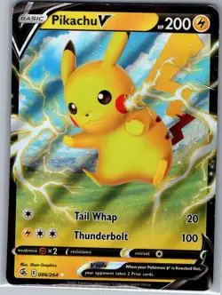 Pikachu V 086/264 SWSH08: Fusion Strike - Pokemon Card - Creased - Image 1