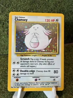 Chancey 1999 Pokemon Base Set Holo Card 3/102 (MP) Unlimited - Image 1