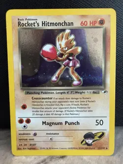Pokemon TCG Rockets Hitmonchan Holo Rare Card 11/132 Gym Heroes NM - Image 1