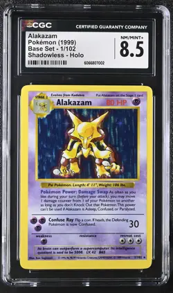 CGC 8.5 Alakazam 1999 Base Set 1/102 Shadowless Holo Pokemon Card - Image 1
