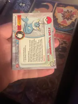 2000 Topps Pokemon TV Animation Topps Vaporeon Blue Logo #134 non holo - Image 2