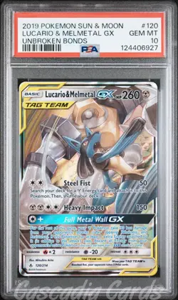 PSA 10 Lucario & Melmetal GX 120/214 Unbroken Bonds Pokemon - Image 1