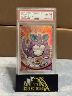 1999 Topps Pokemon TV Nidoking #34 Rainbow Foil PSA 8 NM - MT - Image 1