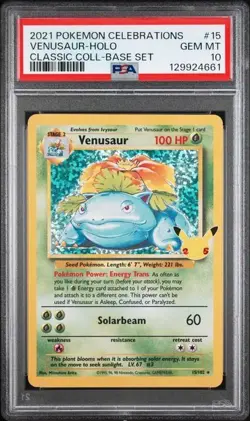 PSA 10 VENUSAUR 15/102 HOLO CELEBRATIONS CLASSIC COLLECTION POKEMON - Image 1