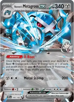 Steven's Metagross ex 145/182 Double Rare Pokemon SV10: Destined Rivals NM - Image 1