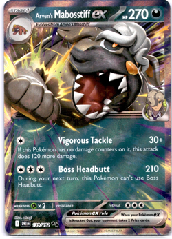 Pokemon TCG Arven's Mabosstiff ex 139/182 Destined Rivals Holo Rare Near Mint - Image 1