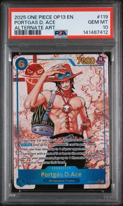 2025 ONE PIECE OP13 PORTGAS D ACE ALTERNATE ART # 119 PSA 10 - Image 1