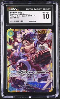 CGC 10 Japanese One Piece 2025 Monkey D. Luffy OP11-118 Fist of Divine - Image 1