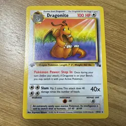 Pokemon TCG Dragonite Non Holo Rare Card 4/62 Fossil 1999 First Edition - Image 1