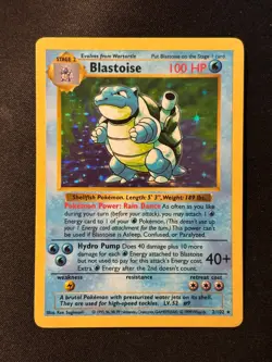 Blastoise Base Set 002/102 Shadowless Unlimited Edition Holo Card MP - Image 1