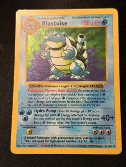 Blastoise Base Set 002/102 Shadowless Unlimited Edition Holo Card MP - Image 3