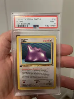 1999 Pokemon PSA 9 1st Edition Ditto Fossil Non Holo #18 - Image 1