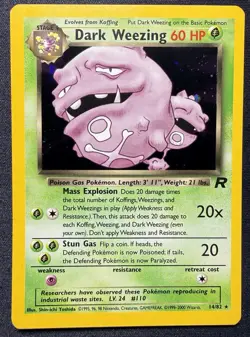 Pokemon TCG Dark Weezing 14/82 Team Rocket Unlimited Holo Rare Vintage - Image 1