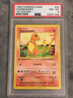 Pokemon Charmander 1st Edition Shadowless 46/102 PSA 8 NM - MT Base Set 1999 - Image 1