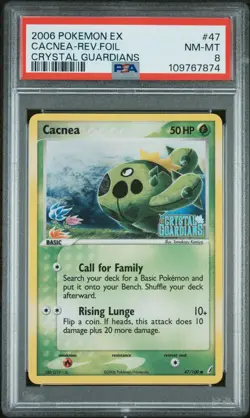 2006 POKEMON EX CRYSTAL GUARDIANS 47 CACNEA REVERSE HOLO - PSA 8 - Image 1