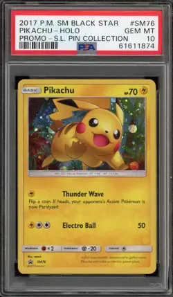 Pokemon Pikachu Shining Legends Pin Coll. Black Star Holo Promo SM76 PSA 10 - Image 1