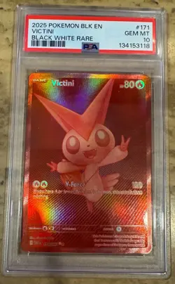 2025 Pokemon Black Bolt Victini 171/086 Black White Rare PSA 10 - Image 1