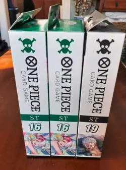 One Piece Starter Deck Lot ST-16 Uta x2, ST-19 Smoker x1 Sealed Prb01 Packs Lot - Image 1
