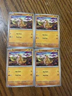 Pokemon TCG Sandshrew 068/132 Base Set of 4 Regular Common NM Cards - Image 1
