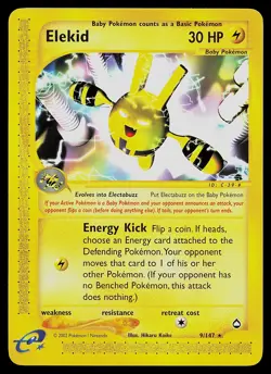 Pokemon Card - Elekid Aquapolis 9/147 Rare Non-Holo - Image 1