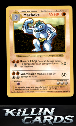 Machoke 034/102 Pokemon Uncommon Base Set (Shadowless) Card NM - Image 1
