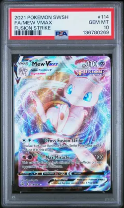 2021 Pokemon Sword & Shield Fusion Strike Mew VMAX Fa Fusion Strike PSA 10 #114 - Image 1