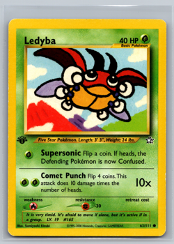 Pokemon TCG Ledyba Neo Genesis 63/111 Regular 1st Edition Common - LP - Image 1