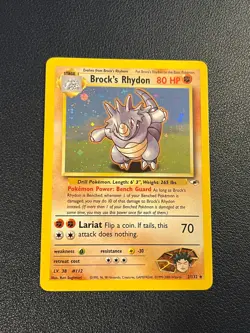 Pokemon Gym Heroes Unlimited Brock's Rhydon 2/132 Holo Rare NM-LP - Image 1