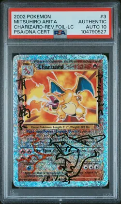 2002 Charizard Reverse Holo 3/110 Pokemon PSA Authentic Arita Signature - Image 1